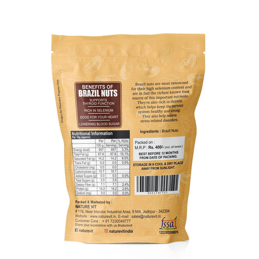 NatureVit Brazil Nuts 100g | Premium Whole Nuts | Rich in Selenium, Healthy Fats & Antioxidants | Keto-Friendly Superfood Snack