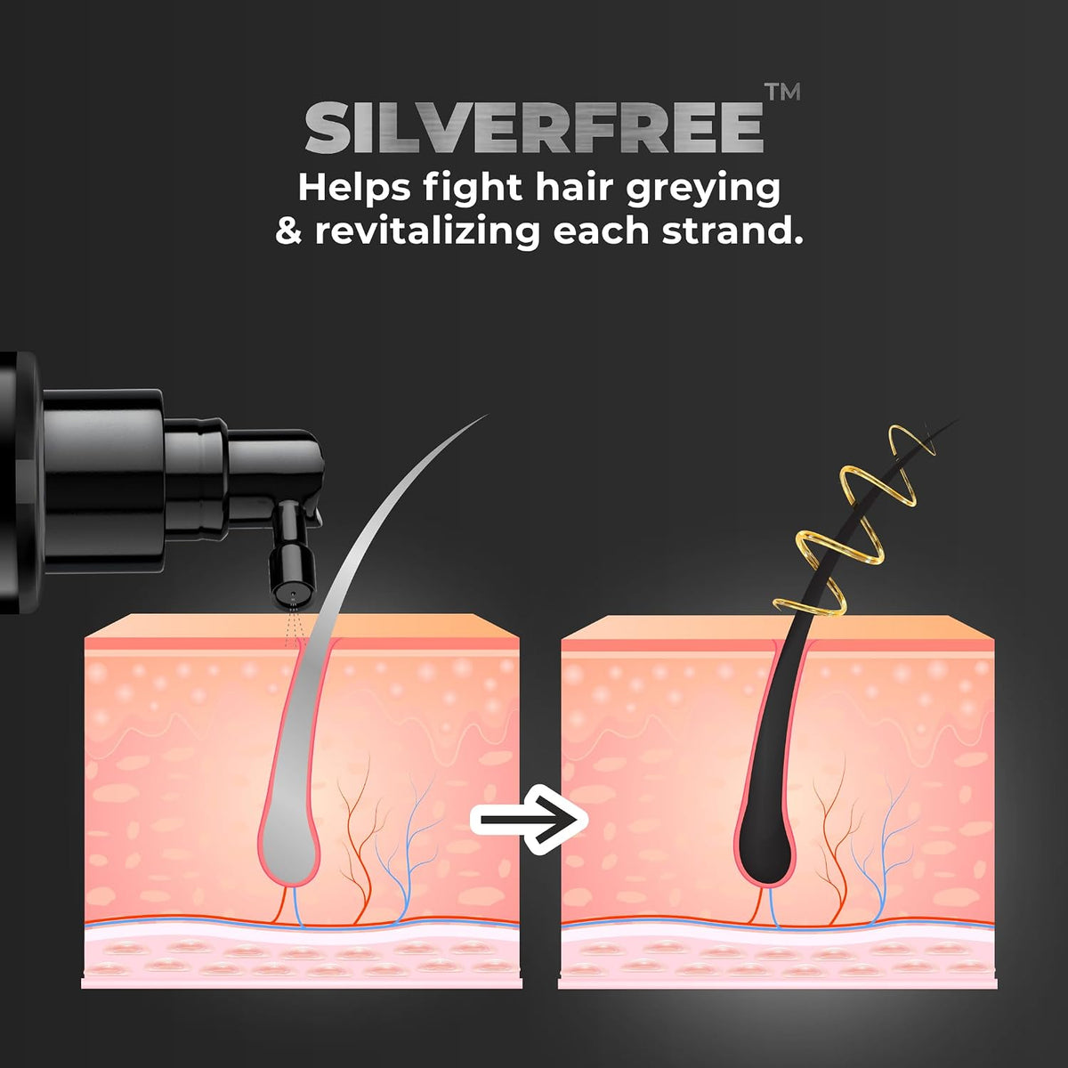 BEARDO Anti Grey Hair Serum for Men, (50ml X 3) | SilverFree™ Formula | Also contains Amla + Methi + Rosemary + Brahmi + Bhringraj extracts for Hair Shine | Lightweight and Non-Sticky