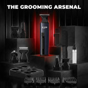 BEARDO Godfather Premium Trimmer Kit for Men | Full Body Grooming Kit with 6 Magnetic Attachments | 8000 RPM Motor, 120 Min Runtime, Travel Lock | Self-Sharpening Blades, Aluminium Body