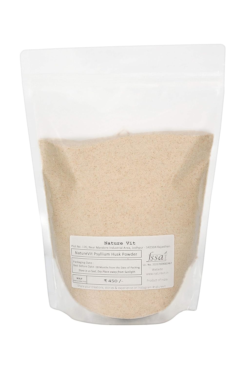 NatureVit Psyllium Husk Powder 1 kg | Natural Fiber Supplement for Digestion & Gut Health | Keto-Friendly & Gluten-Free | Ideal for Low-Carb Baking, Bread & Smoothies