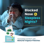Mother Sparsh Natural Vapour Patches For Kids With Eucalyptus Oil, Peppermint Oil & Thymol Crystal (Camphor Free) | Quick Relief from Runny Nose & Nasal Congestion | Lasts Upto 8 Hrs-(Pack of 5)