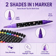 Toy Imagine 48-Colour Glitter Marker Pens, Dual-Tip Brush & Fine Tip
