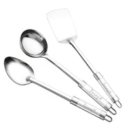 Parage Stainless Steel Kitchen Tools Set for Kitchen Cooking and Serving, Pack of 4, Serving Spoon, Turner/Spatula (Palta), Basting and Rice Spoon, Silver (Size: 26.5 cms, 25 cms x 2, 23 cms)