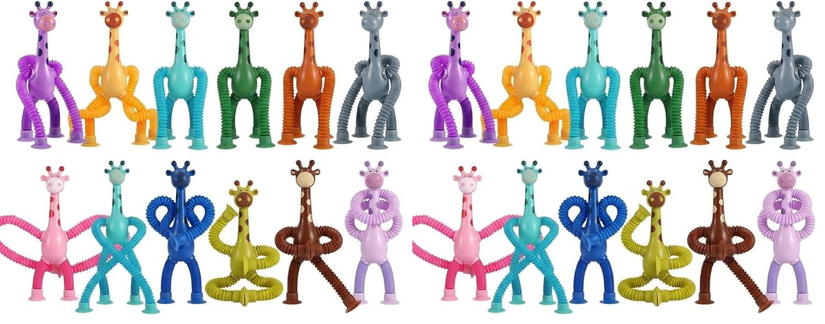 Toy Imagine Pack of 24 Telescopic Suction Toys Giraffe for Kids Birthday Return Gift Set Bulk Gifting Party Favor Toys for Kids Boys Girls