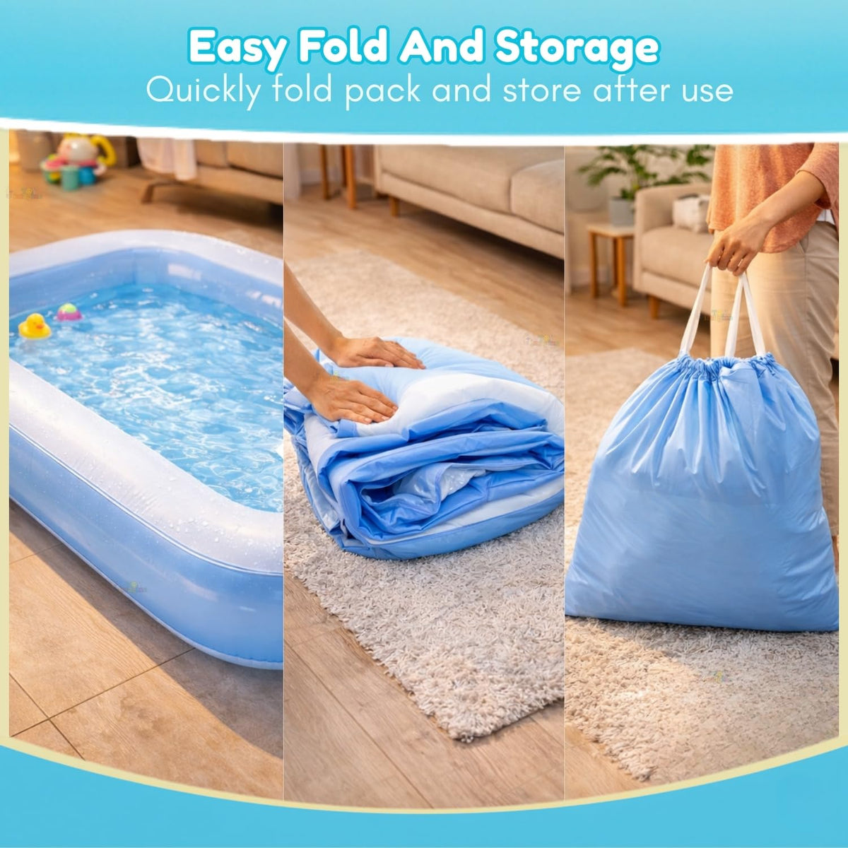 Toy Imagine 5.5 Feet Rectangular Inflatable Pool for Kids Full-Sized Bathing Tub for Boys & Girls 1–7 Years Indoor Outdoor Use Garden, Summer Party Pools (Blue, Pump Not Included) Limited