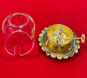 DSH Brass Akhand Diya for Puja Decorative Brass & Glass Oil Lamp Lantern Diya with Glass Cover for Prayers Home Decor and Diwali Festive Gifts. (Large)