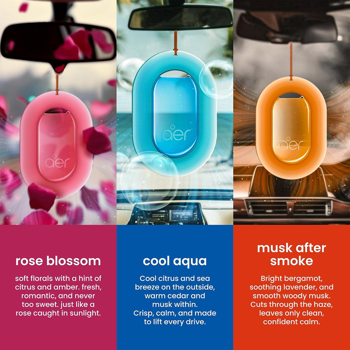 Godrej aer O – Hanging Car Air Freshener – Cool Aqua Pack of 3 (22.5g) | Gel Lasts up to 30 days | Car Accessories