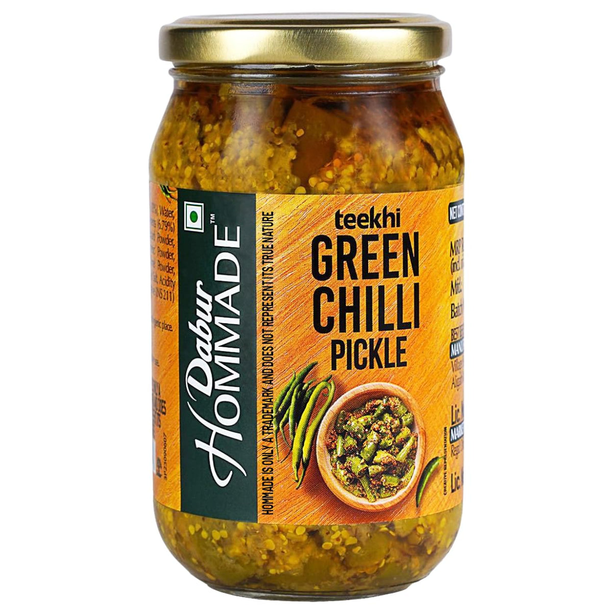 Dabur Hommade Green Chilli Pickle , 400 Gm
