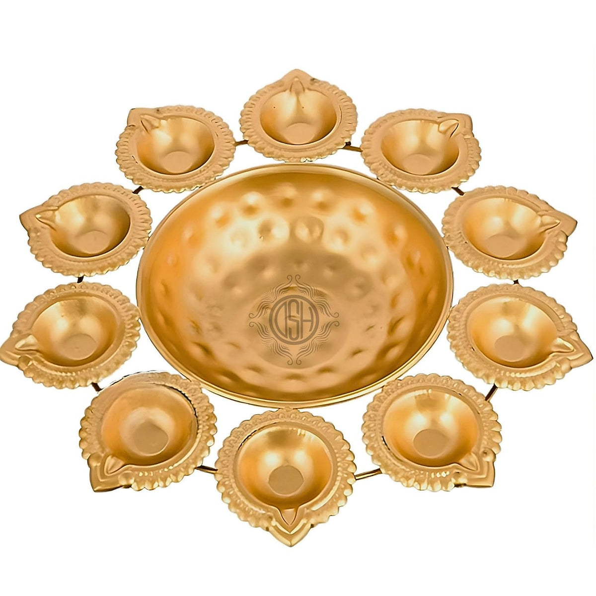 DSH Handcrafted Decorative Urli Bowl in Diya Shape – Perfect for Floating Flowers & Tea Light Candles for Home Decor Office,Table Centerpieces & Diwali Festivities.(10 Inch)