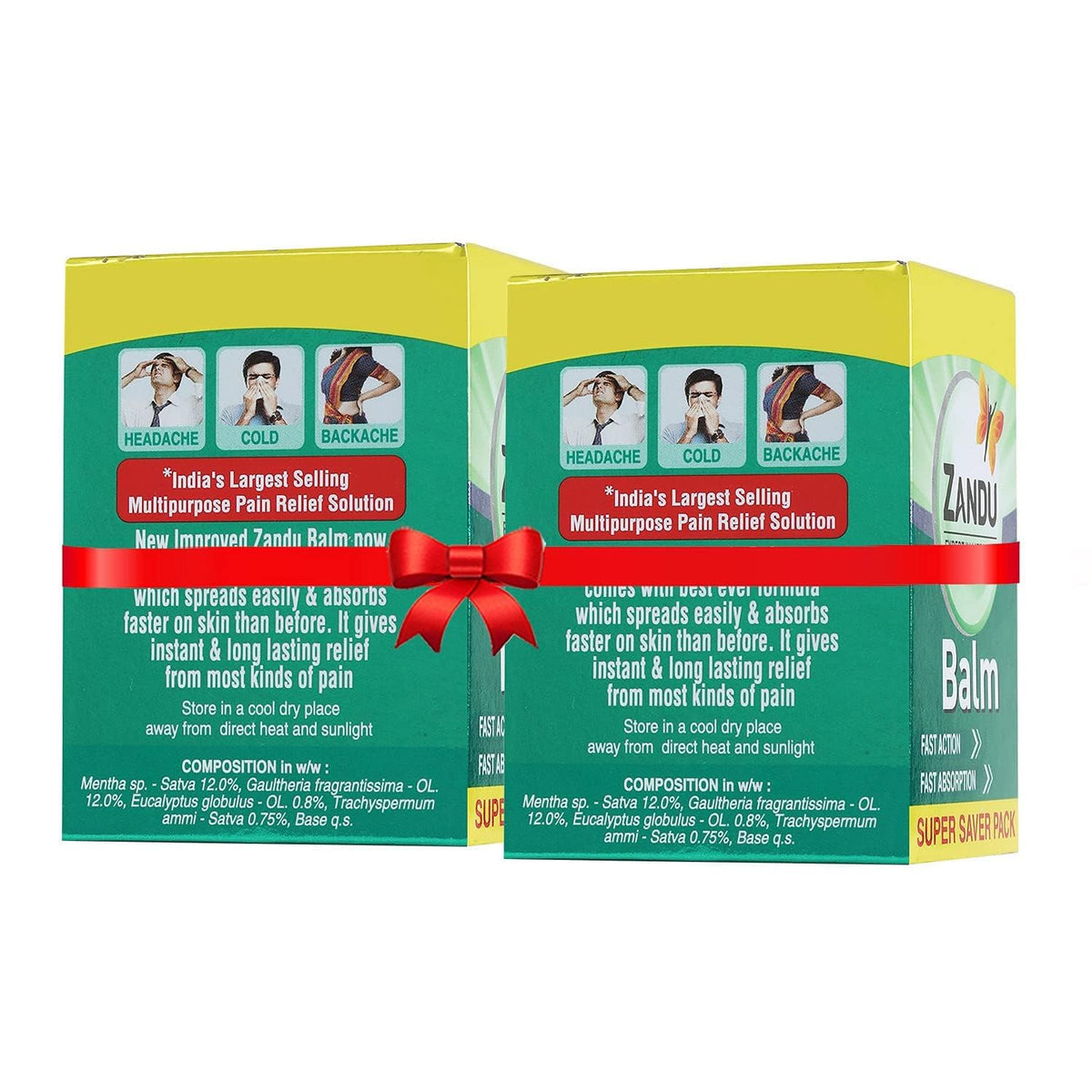 Zandu Balm, 50ml x Pack of 2, Effective relief from Headache, Body Pain, Sprain and Cold