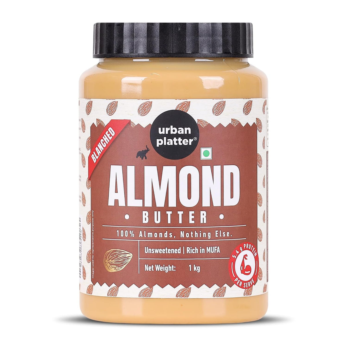 Urban Platter Almond Butter (Without Skin), 1Kg (Nutty Flavour | Single Ingredient | Keto-Friendly | Blanched Paste)