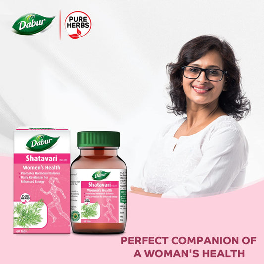 Dabur Shatavari Tablets | Women's Wellness | Hormonal Balance Supplement - 60 tablets