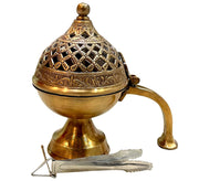 DSH Home Brass Loban Burner Dhoop Dhooni Dani Decorative Antique lubandan,Bakhoor Burner Holder, Gift Items