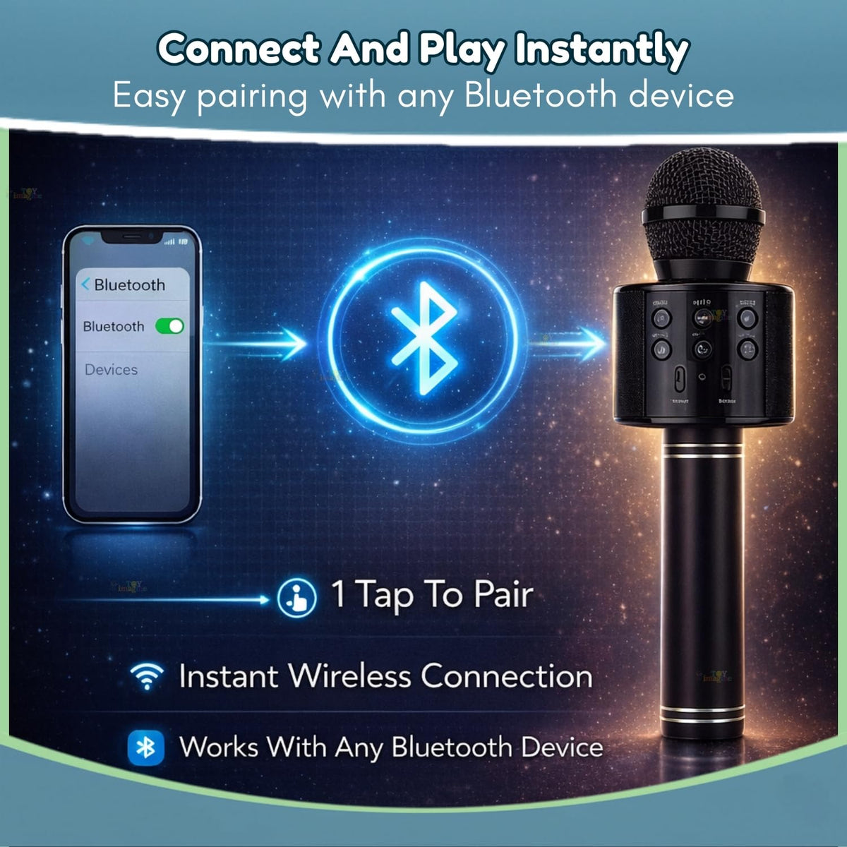 Toy Imagine Rechargeable Karaoke Mic for Kids Wireless Bluetooth Mike for Singing, Practice Microphone for Kids, Music Singing Toy Birthday Gift for Boys & Girls 3+ (Assorted)
