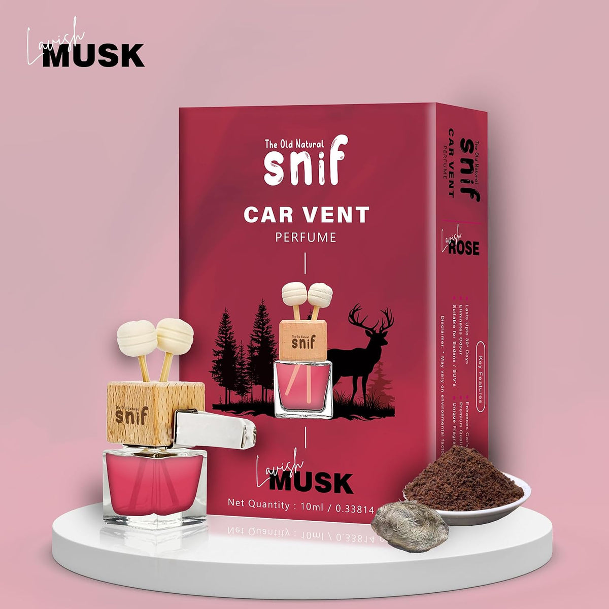 The Old Natural Lavish Musk Premium Vent Car Perfume oil - 10ml Long-Lasting Fragrance Car Air Freshener