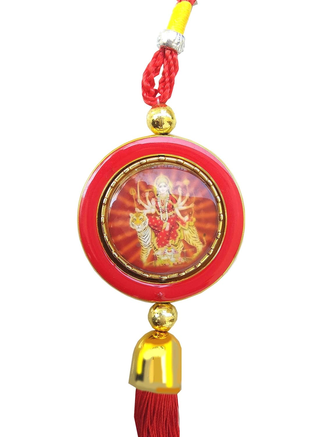 SHINDE EXPORTS Maa Sherawali Multicolor Car Hanging (red Round)