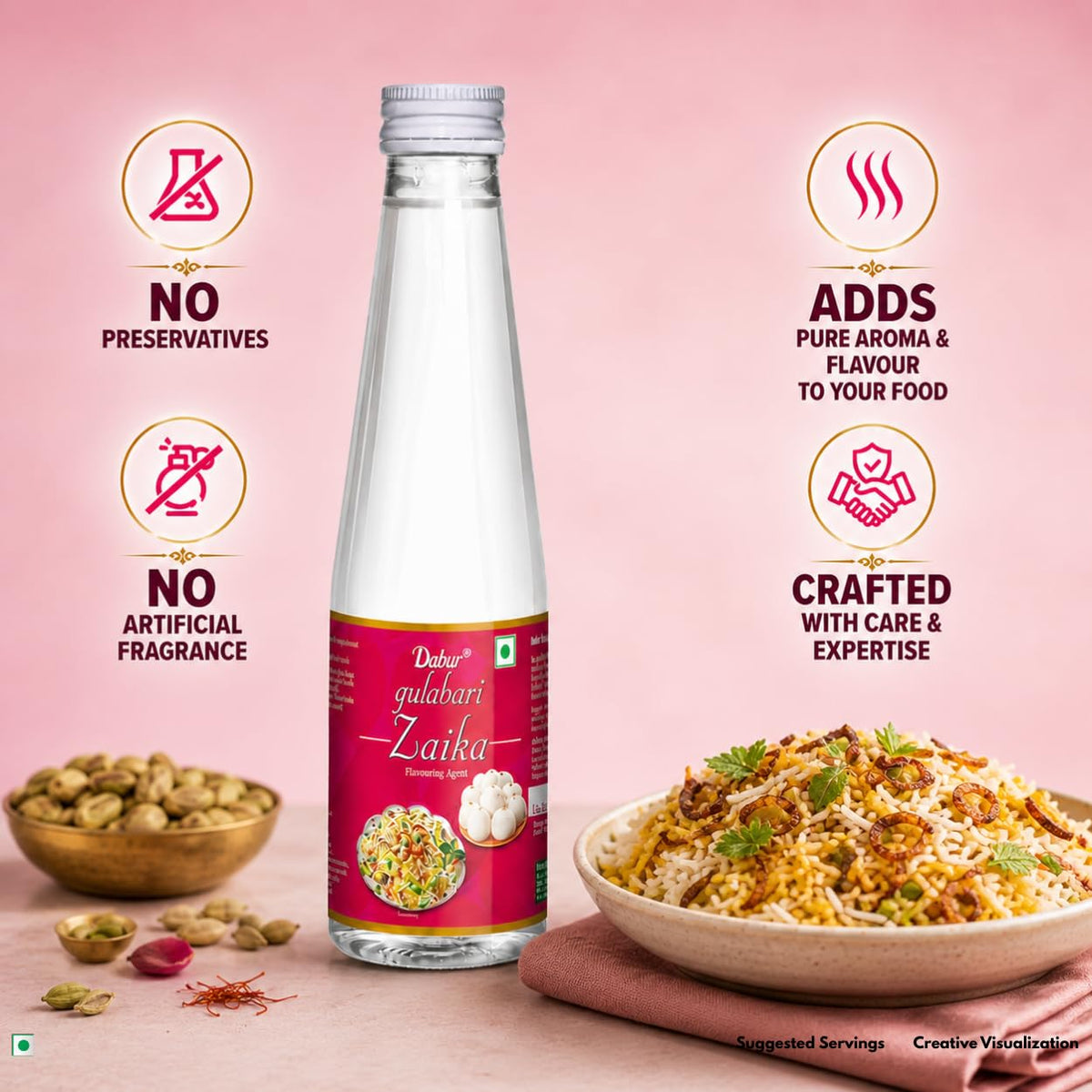 Dabur Gulabari Zaika 250ml, Rose water flavouring agent