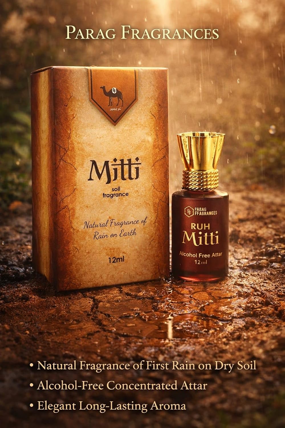 Parag Fragrances Ruh Mitti 12ml Attar For Religious & Personal Use/Semi Long Lasting