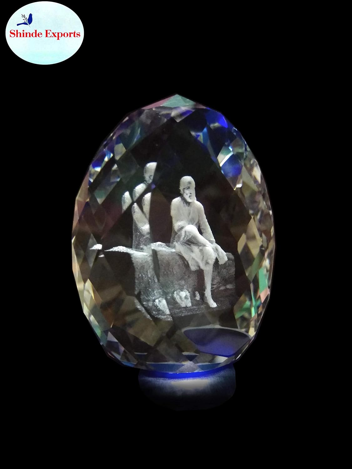 Shinde Exports Saibaba crystal idol / Saibaba idol / Saibaba crystal / saibaba idol for car dashboard 3d crystal