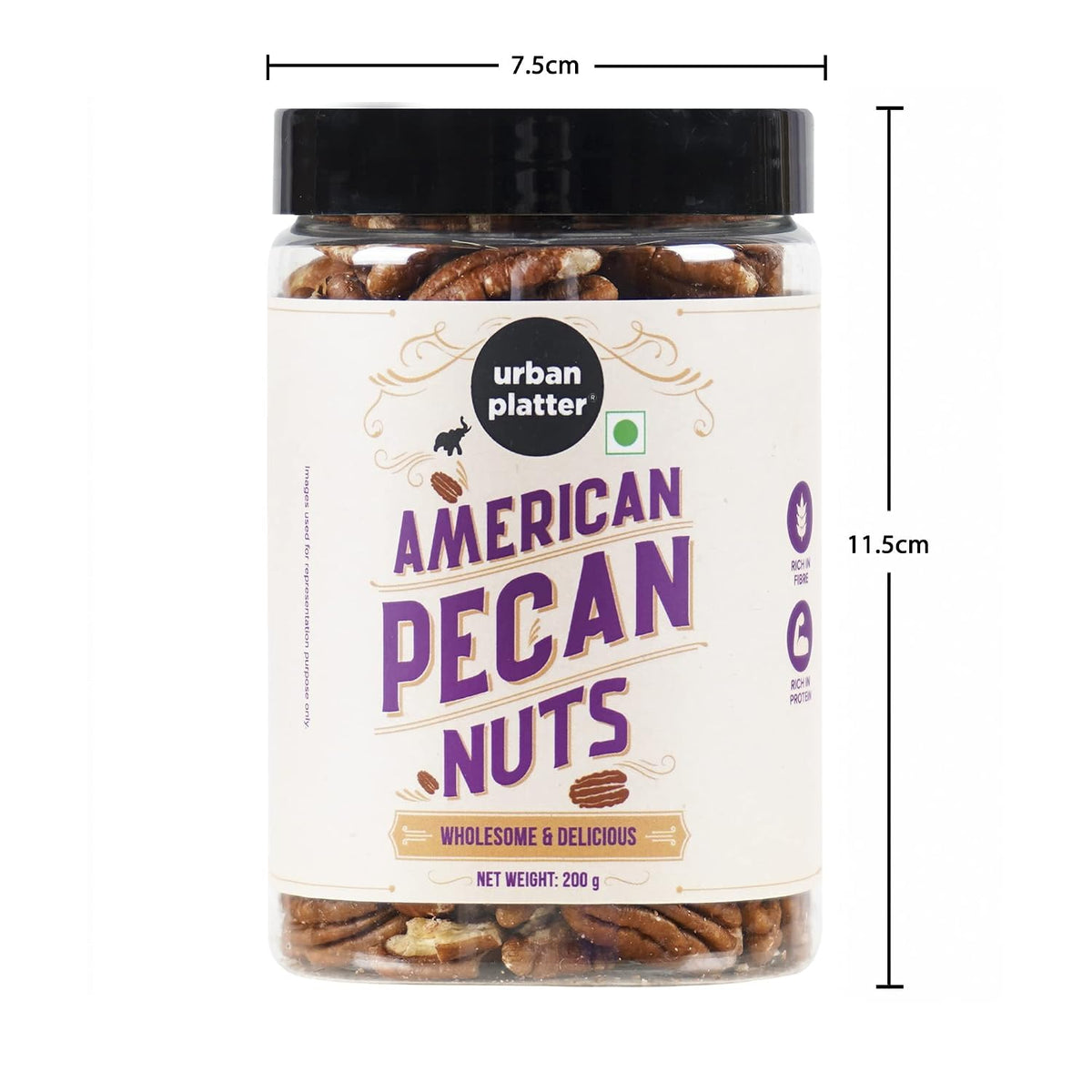 Urban Platter American Pecan Nuts, 200g (Rich in fibre & Healthy Fats | Antioxidant-Rich | Ideal for Snacking & Baking | Halves)