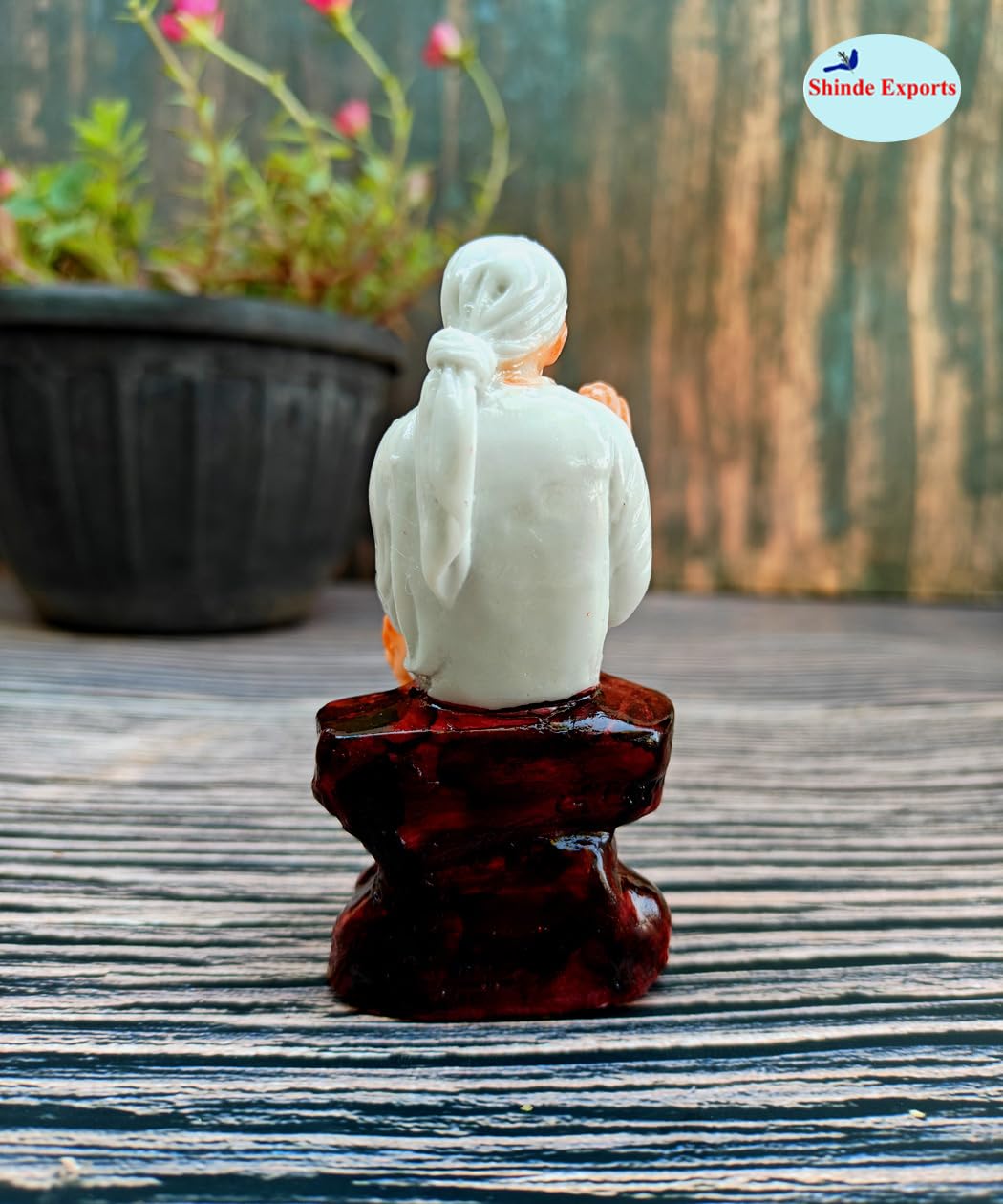 SHINDE EXPORTS shirdi saibaba Marble Idol Statue murti Home Murty for car Dashboard for Pooja Room (4 inches)