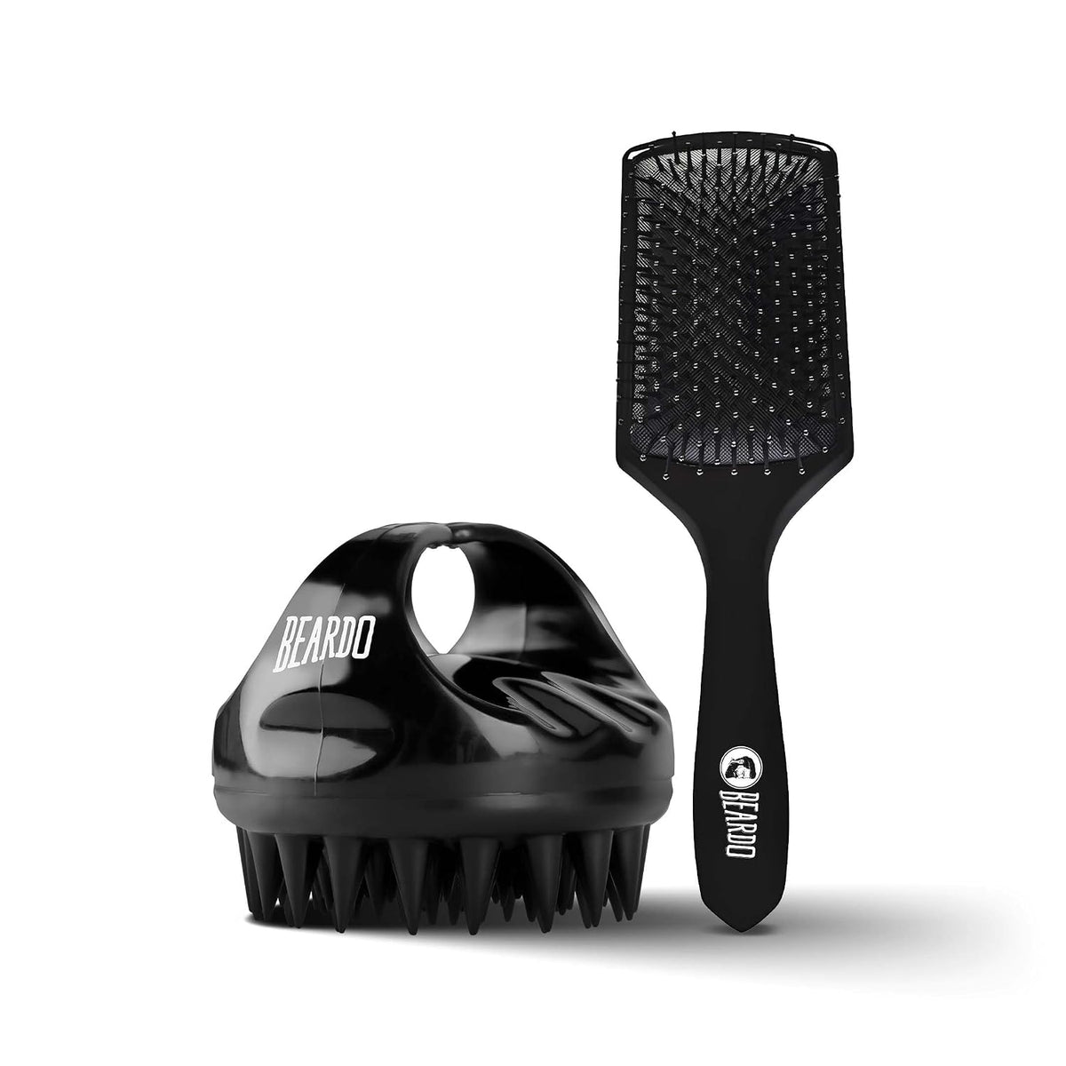 Beardo Advance Scalp Massager & Detangling Hair Brush for Men | Men Accessories | Soft Silicone Bristles for Dry Massage, Oil & Shampoo | Hair comb (Set of 2)