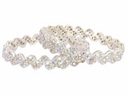 NMII Trendy Stylish Alloy Metal with American Diamond Studded Bangles Set For Women & Girls | Zig Zag Design Kada Set | Women's Bangles Bracelet | Trendy Bangles Party, Wedding- Set of 2