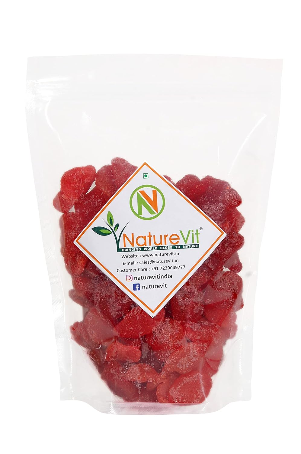 NatureVit Dried Strawberries 300 Gram Jar | Dehydrated Strawberry Slices | Naturally Sweet, No Added Sugar | Healthy Fruit Snack & Topping