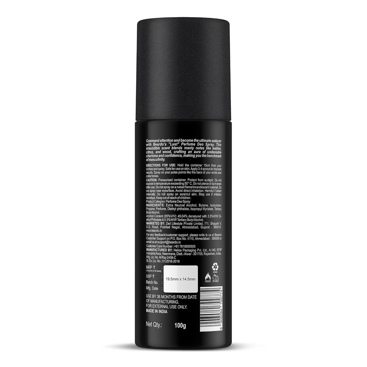 BEARDO PERFUME DEO SPRAY - Lust, 150ml | Get compliments with Long lasting Aromatic, Fougere Deodorant Brand | Ideal gift for Men | Christmas gift for men | Gift For Friends | Gift for men