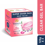 Yardley London Yardley Clear Gel Bar Iris And Violet - With 99% Pure Glycerin And Natural Floral Oils -125Gx3