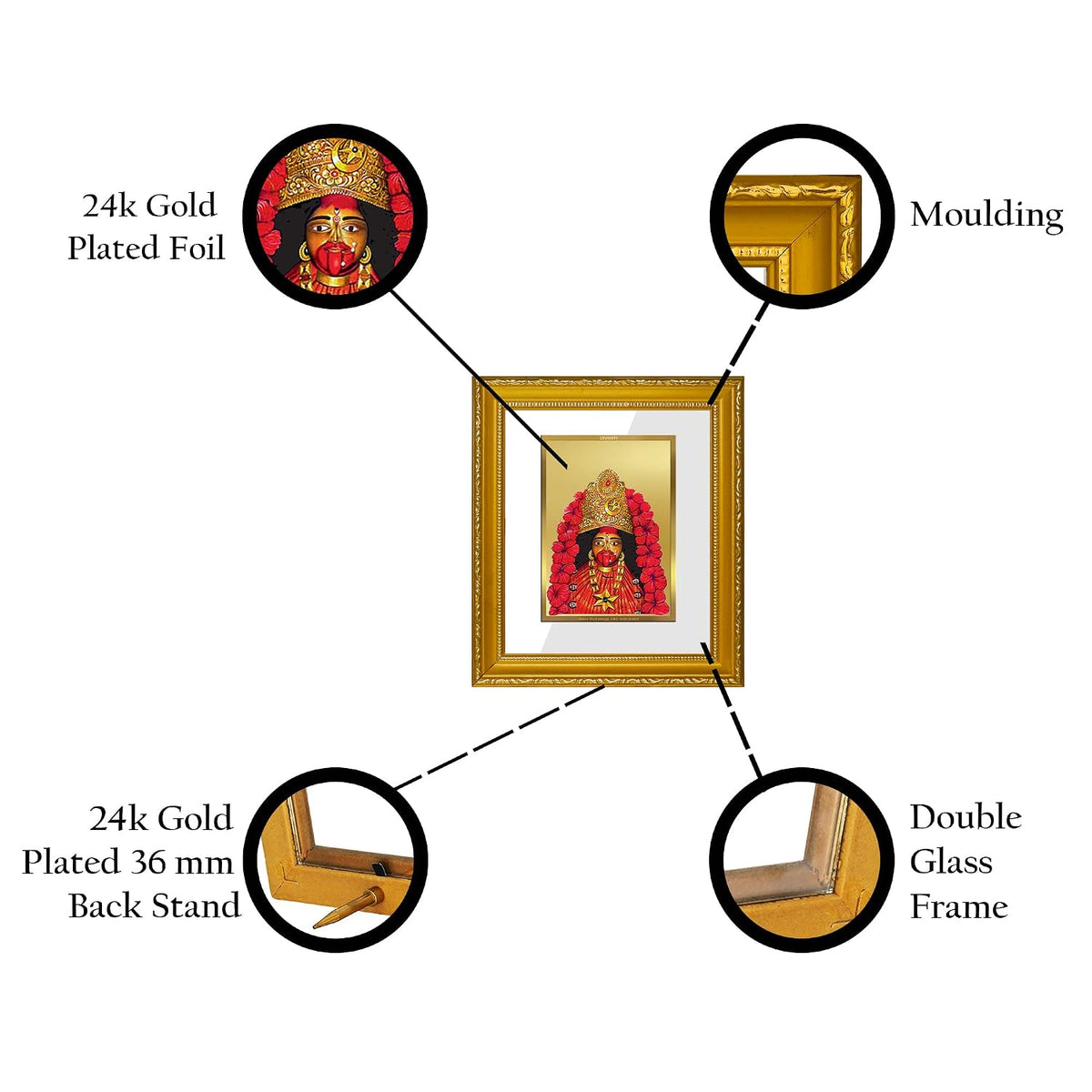 Diviniti Maa Tara Gold Plated Wall Photo Frame, Table Décor| DG Frame 101 Size 1 and 24K Gold Plated Foil| Religious Photo Frame Idol For Pooja, Gifts Items (13.5 CM X 15.5 CM)