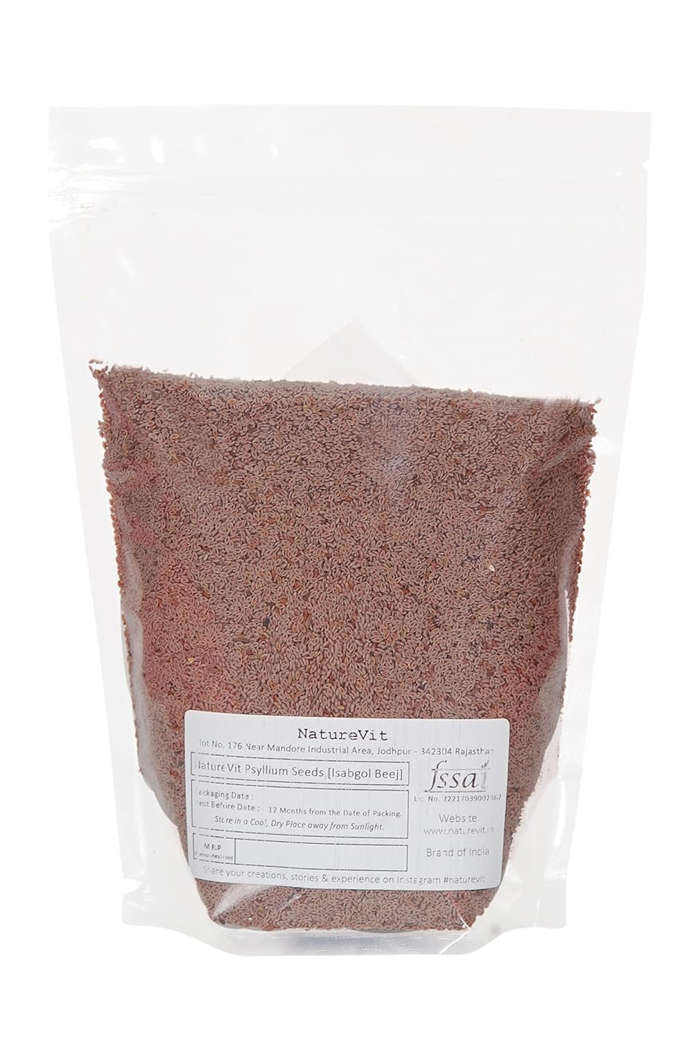 NatureVit Psyllium Seeds, 1 kg | Isabgol Ke Beej | Whole Natural Seeds for Digestion & Gut Health | Rich in Fiber | Ideal for Ayurvedic Use, Keto & Weight Management