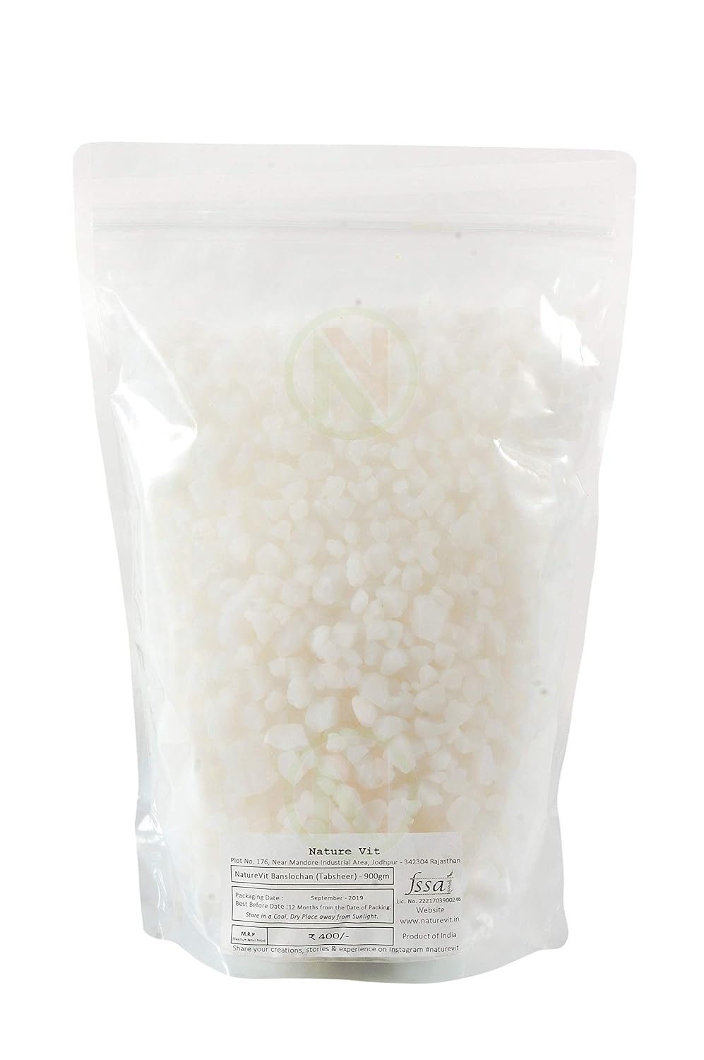 NatureVit Banslochan, 400g | Natural Bamboo Silica | Ayurvedic Ingredient for Bone Strength, Immunity & Skin Health | Safe for Infants & Adults | Edible Raw Bamboo Extract