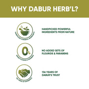 Dabur Herb'l Neem Germ Protection Toothpaste - 600g (200g x 3) | No Added Flourides & Parabens | Neem Fights Bacteria | Potent for Germ Protection | Enriched With Powerful Natural Ingredients