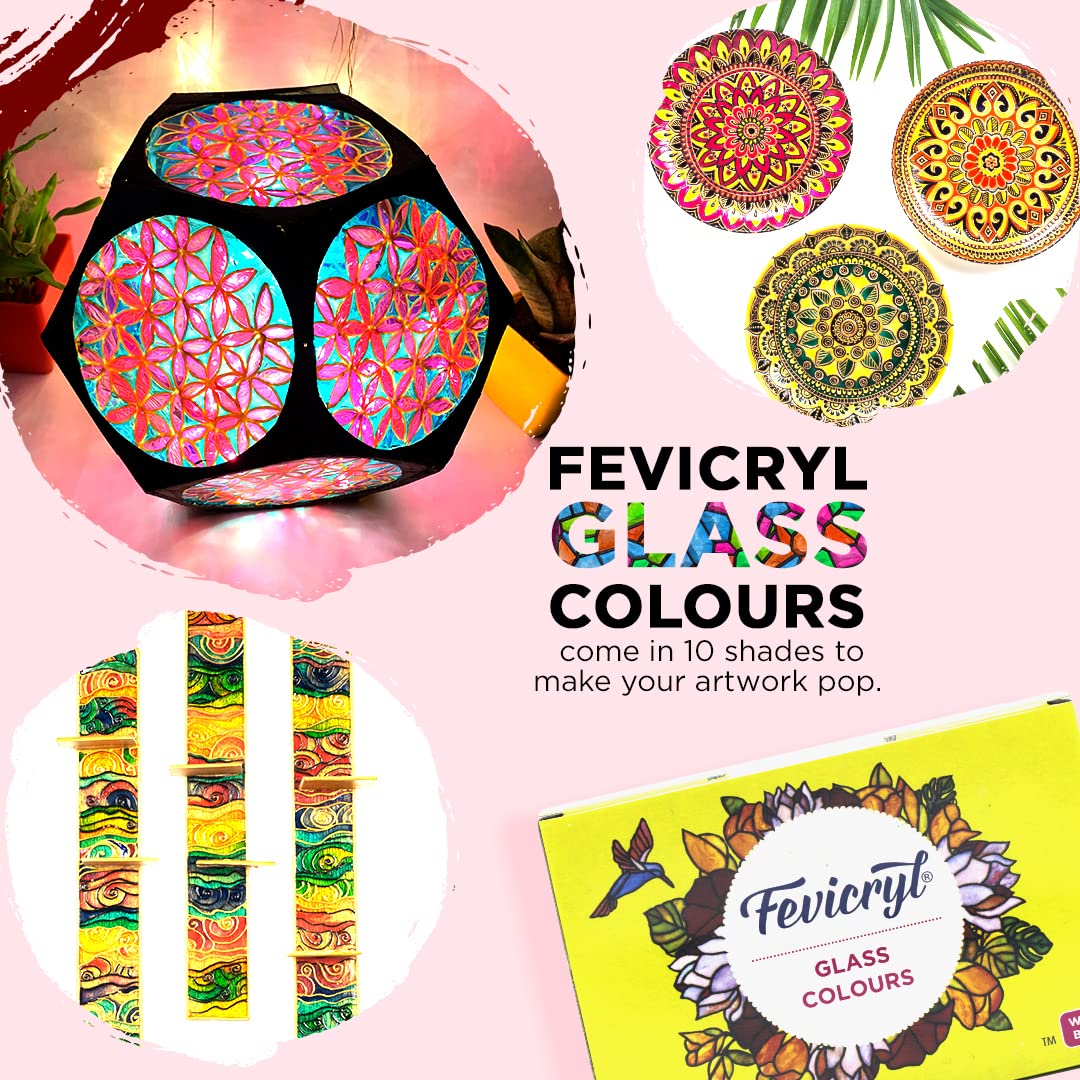 Fevicryl Glass Color kit 1: Glass color + Acrylic Colors