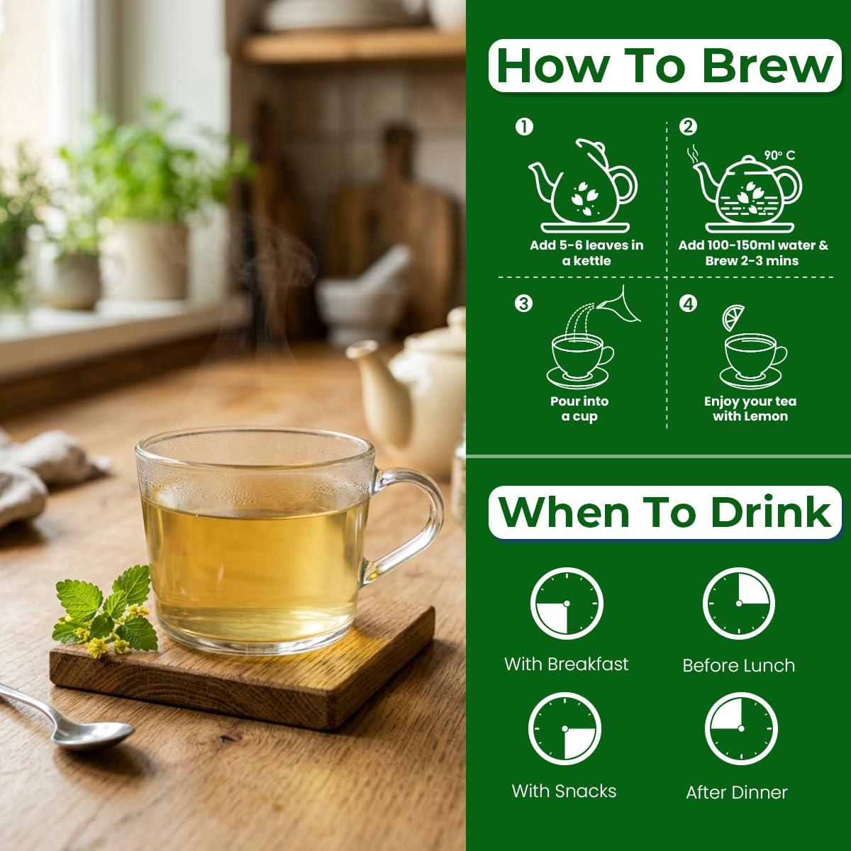 BLUE TEA - Lemon Balm Tea - 50gm - 50+ Cups | RELIEVES STRESS | REDUCES BLOATING | IMPROVES DIGESTION | Leaf Based - Caffeine Free - Relaxing | Reusable Pet Jar