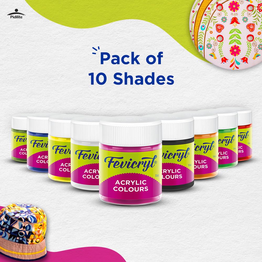 Fevicryl Acrylic Colours Sunflower Kit and Pastel Acrylic Colours Kit Combo | Ideal For Wood, Glass, Canvas, Metal, Plastic| Ideal for Gifting Students, Artists
