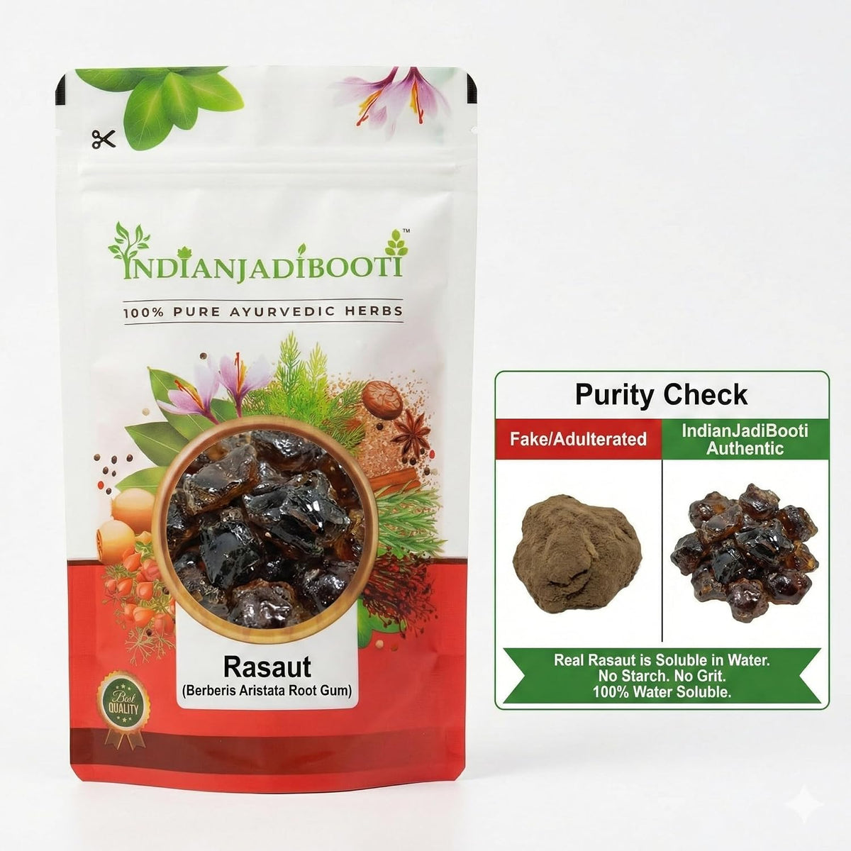 IndianJadiBooti Pure Rasaut | Rasont | Berberis Aristata Root Gum | Natural Ayurvedic Extract for Piles & Skin Care | 100g
