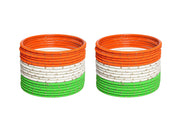 NMII Non-Precious Metal with Polka Dotts with Glossy Finished Tiranga Bangle set for Women and Girls