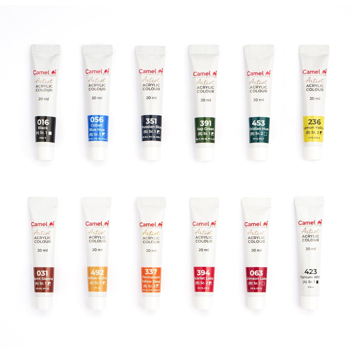 Camel Acrylic Color Box-20Ml Tubes,12 Shades,Multicolour