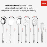 Parage 6 Pieces Stainless Steel Kitchen Tools for Cooking & Serving, Basting Spoon (Chamcha), Ladle(Karchhi), Slotted Turner, Skimmer(Jhara), Turner/Spatula (Palta), Blending Egg Whisk, Silver