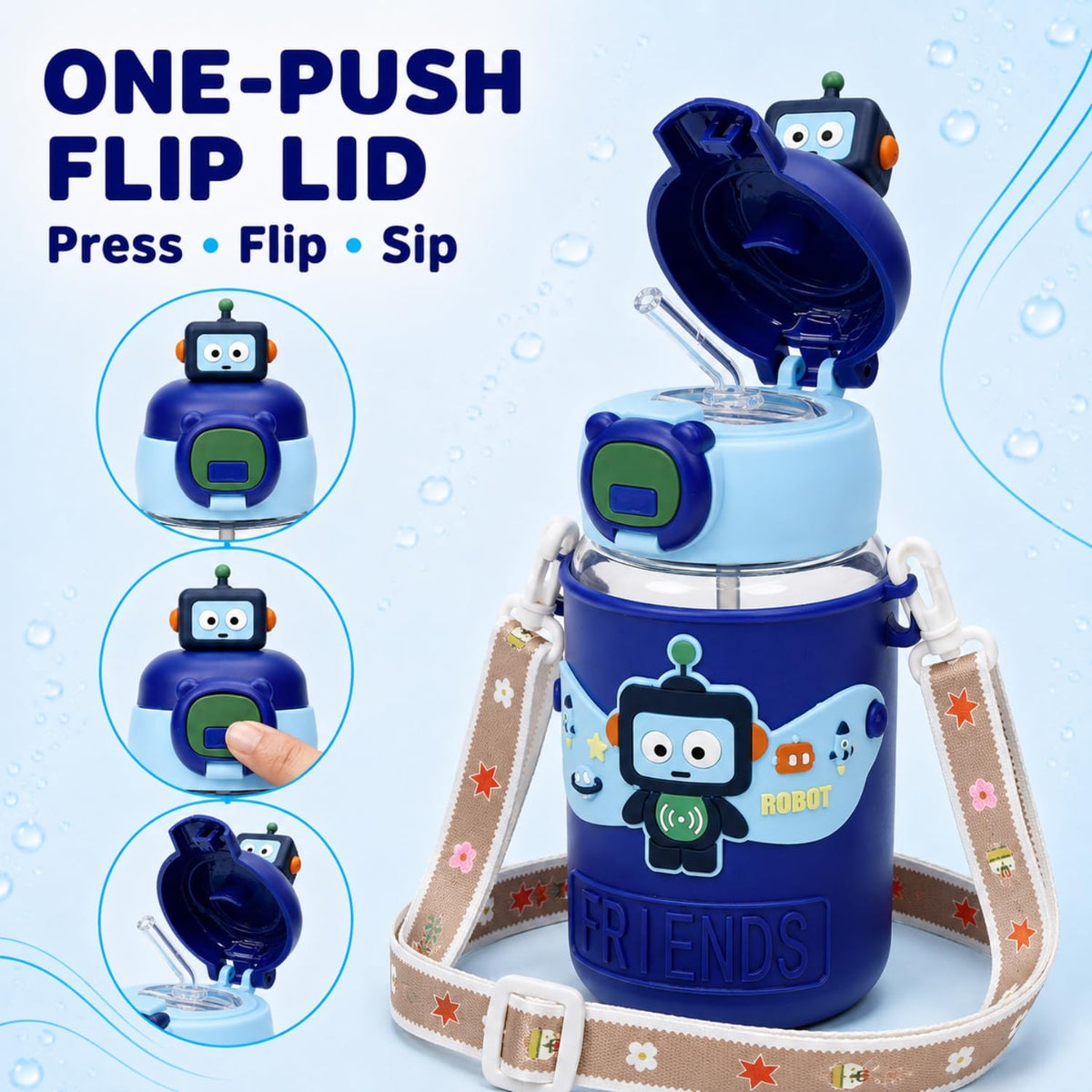 Toy Imagine Kids Sipper Water Bottle, Dark Blue, 520ml