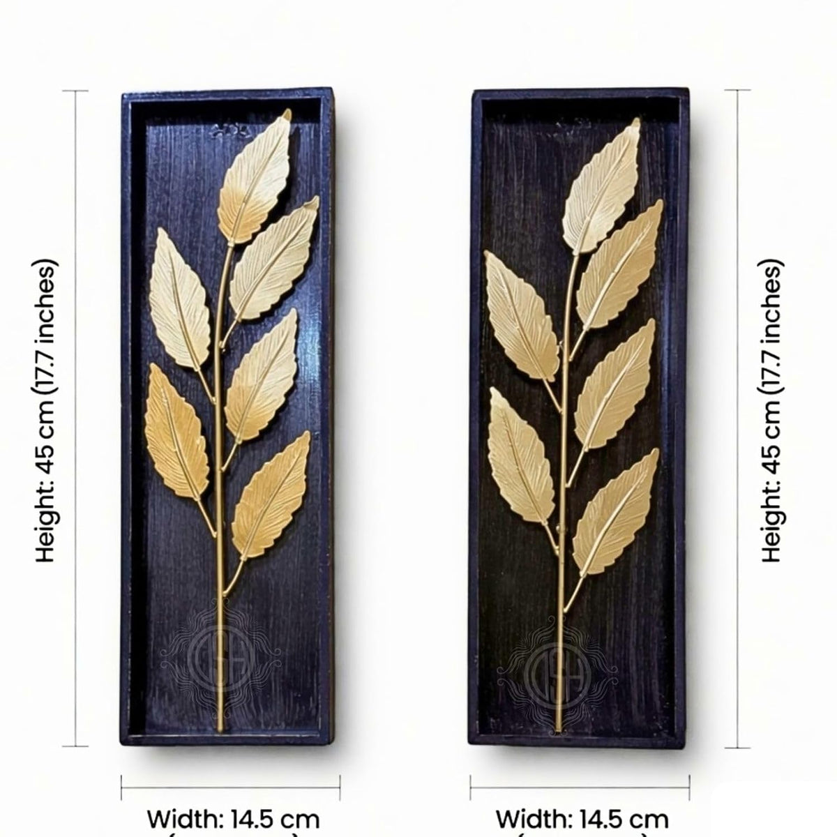 DSH Leaf Wall Art Panels Modern Rustic Home Décor Wall Hanging Sculpture for Living Room, Bedroom & Office (45X15 CM) Decoration Item (Titan Leaf, 2 Frames)