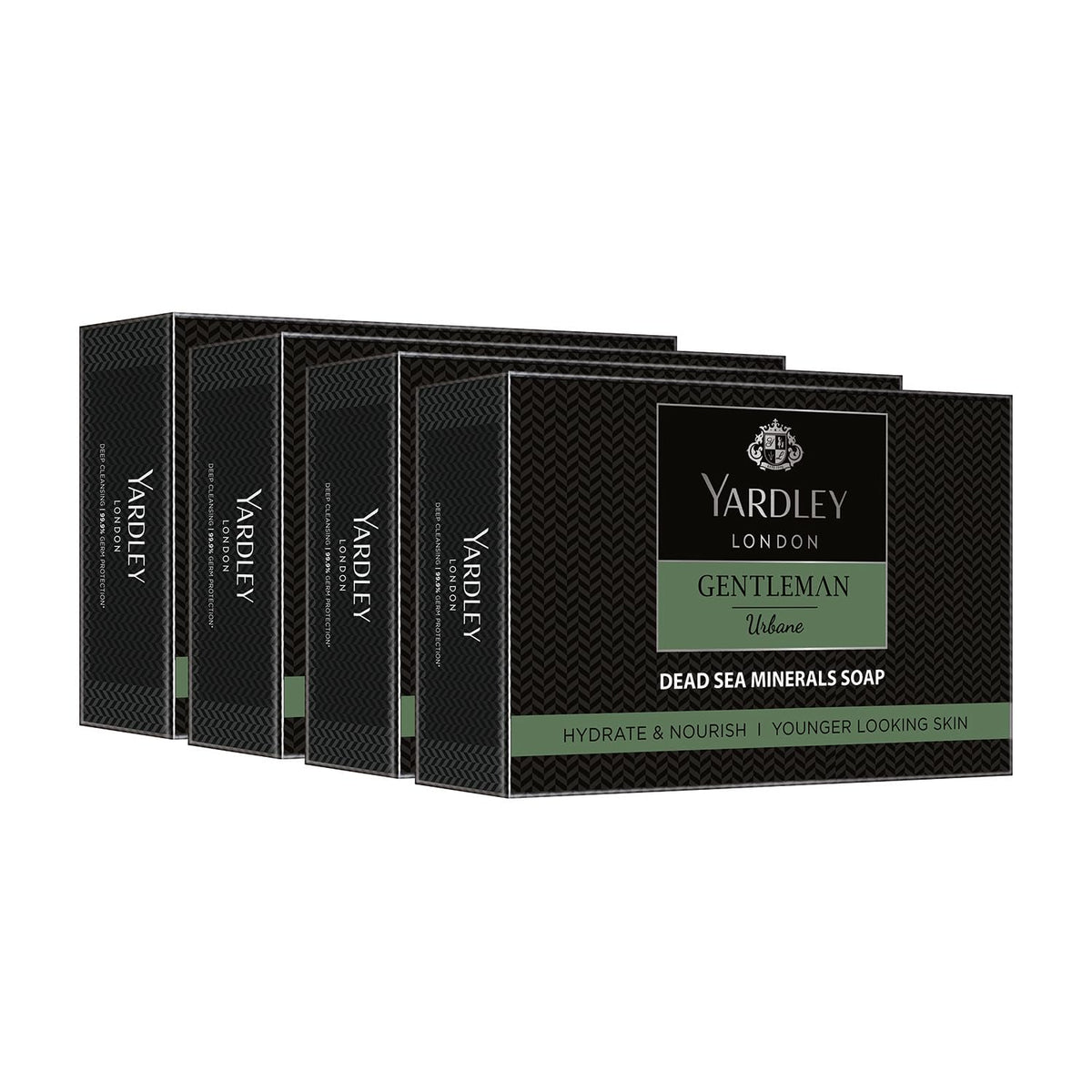 Yardley London Gentleman Urbane Soap, with Dead Sea Minerals, for deep nourishment and younger looking skin (Pack Of 4, 4x100g)