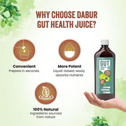 Dabur Gut Health Juice - 1L | 100% Natural & Ayurvedic | All in one Digestive-Care Solution | No Artificial Colors, Flavours & Sugars | Improves Gut Health