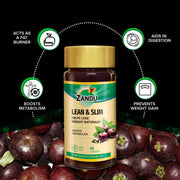 Zandu Lean & Slim | Enriched With The Goodness Of 6 Herbs To Help You In Weight Loss Journey | Acts As A Metabolism Booster & Supports Weight Management, (60 Caps), Pack of 1