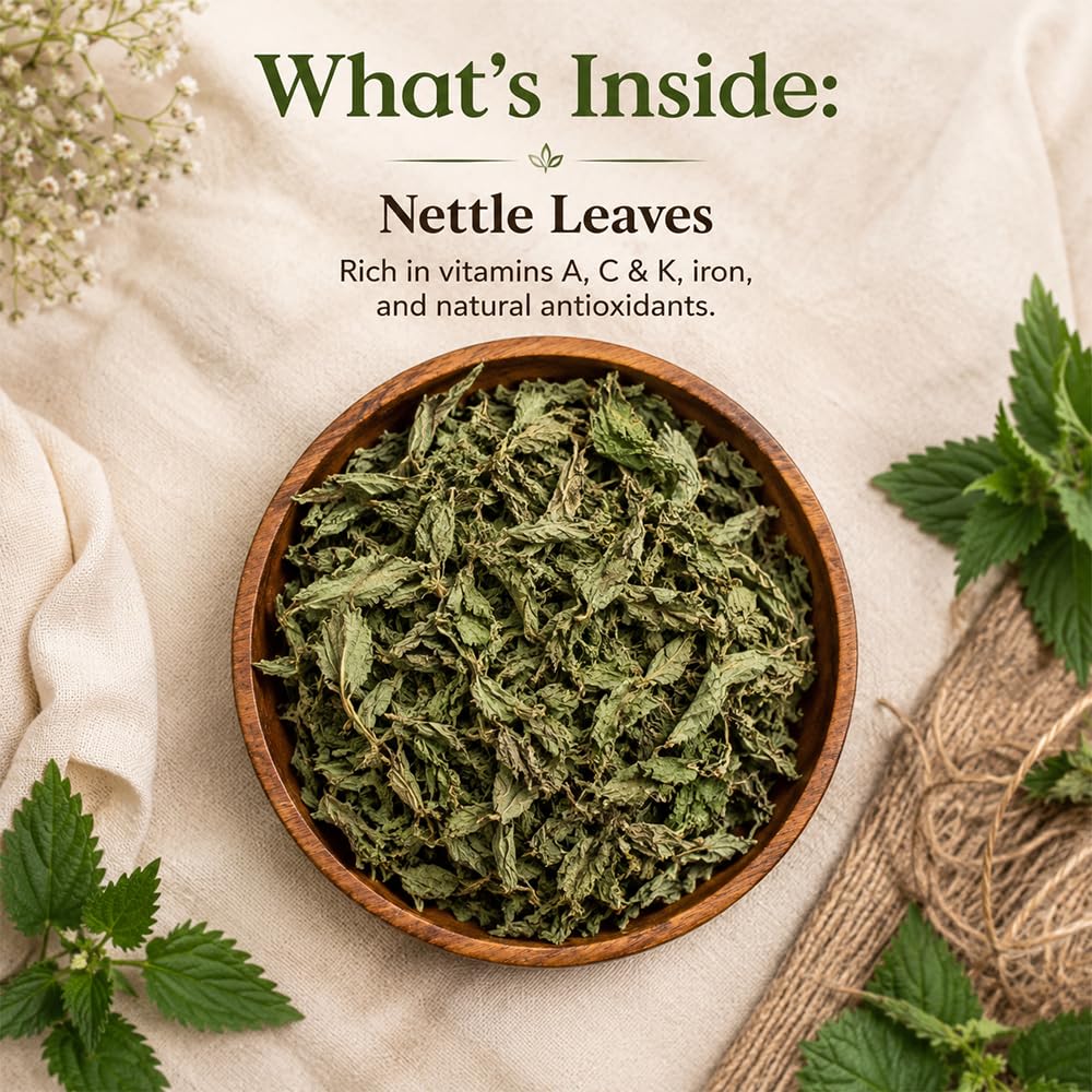 BLUE TEA - Nettle Tea - 30 Tea Bags - Plant Based | Helps With Body Detox and Digestion | UTI Support | Caffeine Free - Herbal Tea | Ziplock Pack