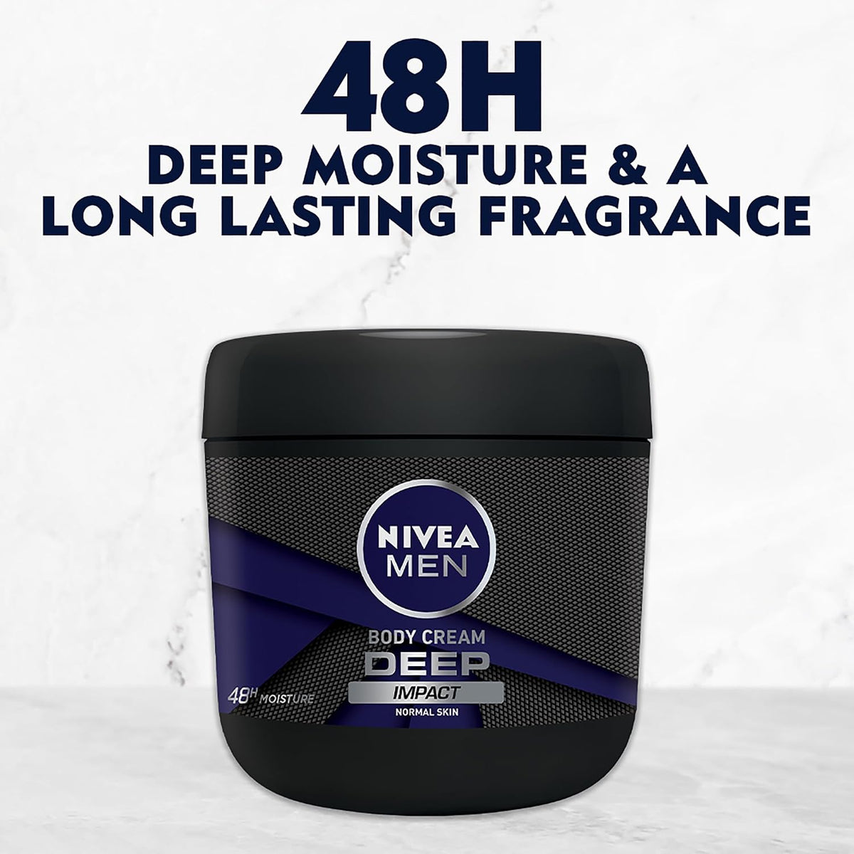 NIVEA MEN Deep Impact Body Cream with Black Carbon, 48H Intensive Moisture, Woody & Spicy Scent, for Normal Skin, 400 ml