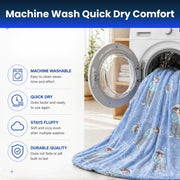 Toy Imagine Glow Blanket for Kids 3–10 Years 150 x 120 cm Glow in The Dark Blanket Soft Flannel Fleece Throw Soft Cozy Warm All Season Blankets for Boys and Girls Gift (Snow Boy Design Blue)