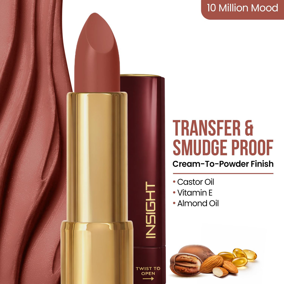 INSIGHT Cosmetics Blur Rouge Lipstick – Long Lasting | Matte Finish | Non-Transfer | Lightweight & Non-Sticky | One-Swipe Pigment (Million Mood) – 4.2g